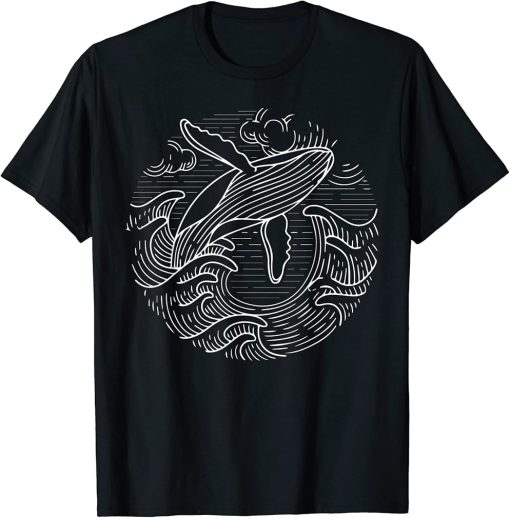 Whale Gifts Mens. Ocean Waves Humpback Whale Gifts Women T-Shirt