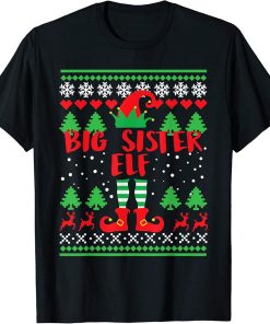 Big sister Elf Gift Ugly Christmas Family Matching Pyjama T-Shirt