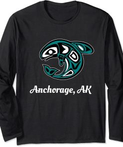 Anchorage Alaska Native American Tribal Orca Killer Whale Long Sleeve T-Shirt