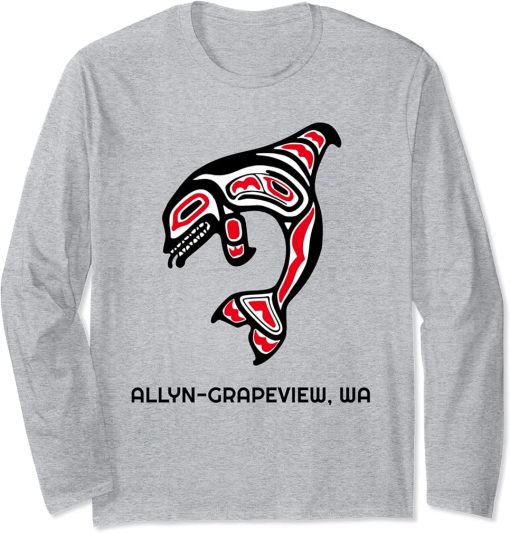 Allyn-Grapeview, Washington Native American Orca Whale Gift Long Sleeve T-Shirt